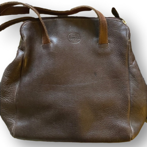 ⌛️ Vintage ROOTS Leather Shoulder Bag tote. Chocolate brown.